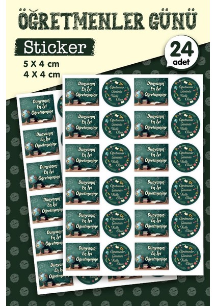 Öğretmenler Gününüz Kutlu Olsun Dünyanın En Iyi Öğretmenine Hediye Sticker Etiket 24 Adet -T1116