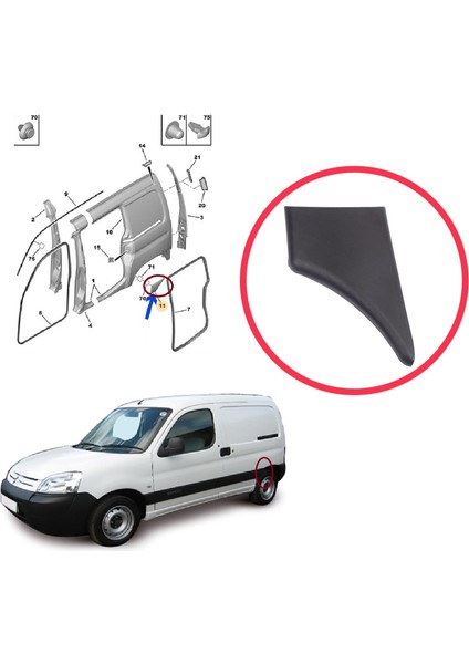 BSP1201-1 Citroen Berlingo Mk1 M49 M59 1996-2008 8547L9 Için Arka Sol Çamurluk Çıtası fiyatları