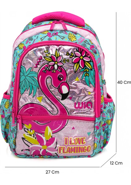 3 Bölmeli Palm Flamingo Çanta Seti Turkuaz Okul Çantası Termoslu Beslenme Çantası Kalemlik fırsatları