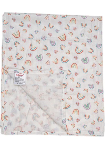 2'li Müslin Örtü %100 Pamuk 75X90CM- Tiny Rainbows Mint