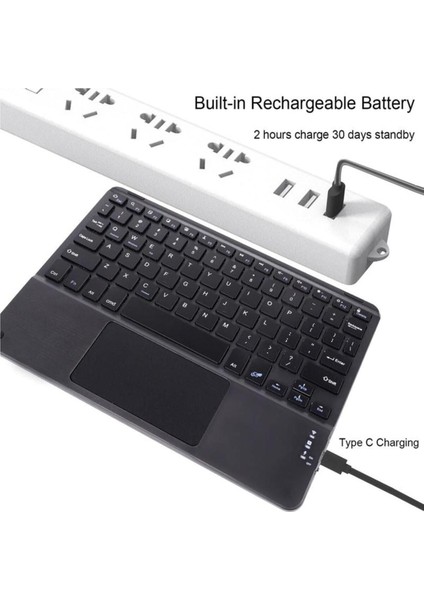 Bluetooth Kablosuz Klavye | Touchpadli, Tüm Tablet ve Telefon Uyumlu, Ios Android Windows Destekli fırsatları