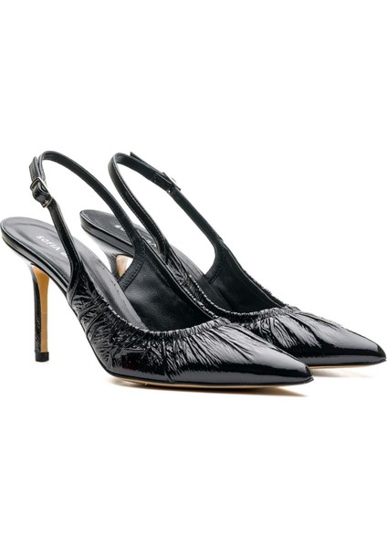 Magy Siyah Hakiki Deri Kadın Stiletto & Abiye modelleri