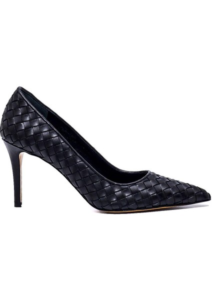 Horg Siyah Hakiki Deri Kadın Stiletto & Abiye
