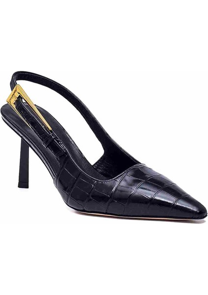 Meta Siyah Hakiki Deri Kadın Stiletto & Abiye fiyatları