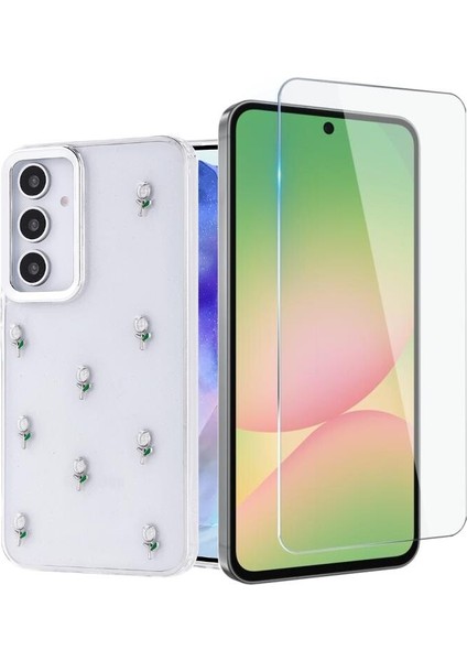 Samsung Galaxy A54 Kılıf Kutup Desenli Lale Kapak + Nano Ekran Koruyucu