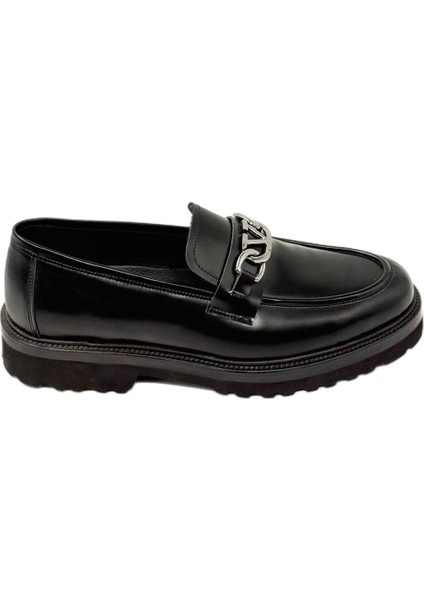 2002 Erkek Yüksek Taban Tokalı Bağsız Şık Kundura Siyah Açma