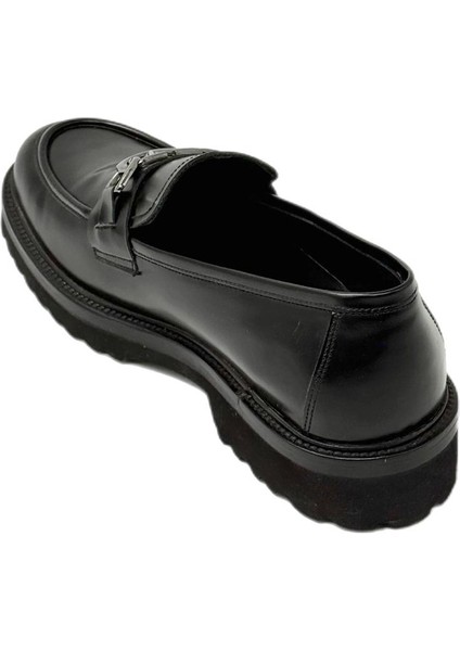 2002 Erkek Yüksek Taban Tokalı Bağsız Şık Kundura Siyah Açma fırsatları