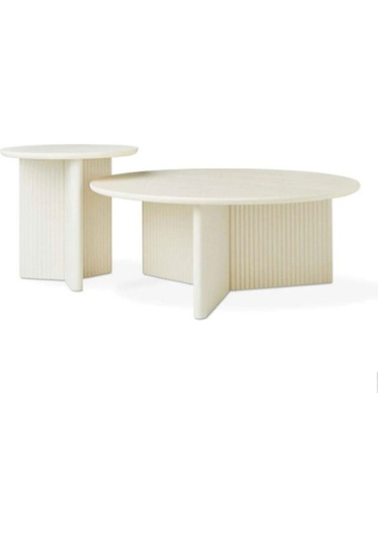 Most Wooden 2'li Set Orta Sehpa %100 Ahşap Boyalı Beyaz (Evinize Teslim)