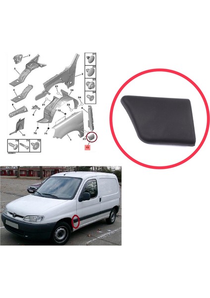 BSP1202-1 Peugeot Partner M49 1996-2002 Makyajsız Kasa 8544.F1 Için Ön Sol Çamurluk Çıtası fiyatları