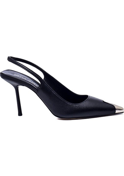 Honna Siyah Hakiki Deri Kadın Stiletto & Abiye