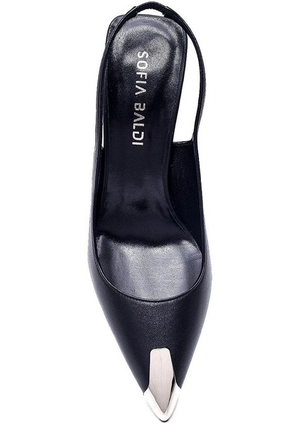 Honna Siyah Hakiki Deri Kadın Stiletto & Abiye