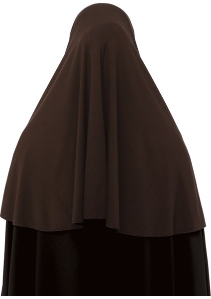 Hazır Türban Peçeli Pratik Eşarp Tesettür Nikaplı Hijab - Namaz Örtüsü Sufle (Xl) - Koyu Kahverengi
