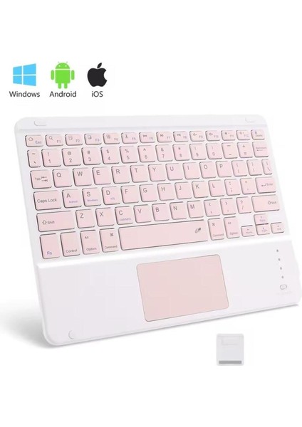 Bluetooth Kablosuz Klavye | Touchpadli, Tüm Tablet ve Telefon Uyumlu, Ios Android Windows Destekli
