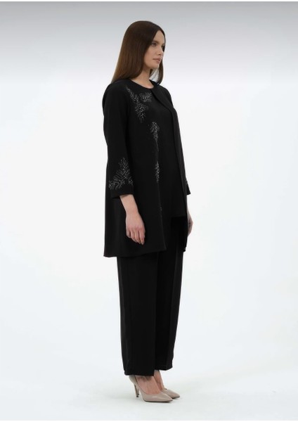 Alçiçek Kadın Büyük Beden Petek Kumaş Pantolonlu Tunik Ikili Anne Abiye Takım