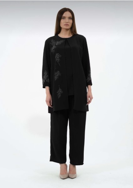 Alçiçek Kadın Büyük Beden Petek Kumaş Pantolonlu Tunik Ikili Anne Abiye Takım modelleri