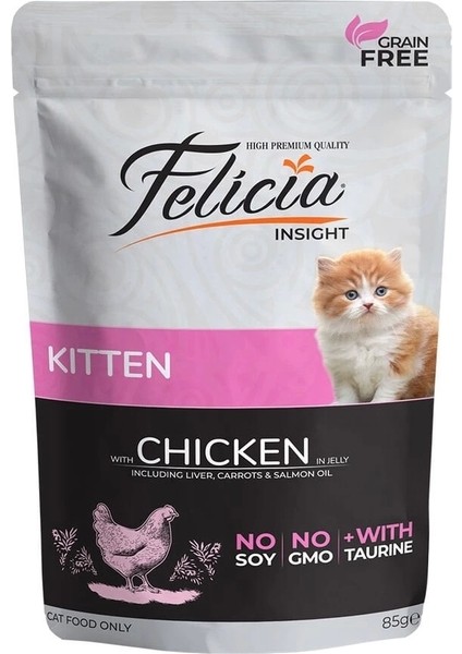 Felicia Tahılsız Tavuklu Pouch Yavru Konserve Kedi Maması 85 gr
