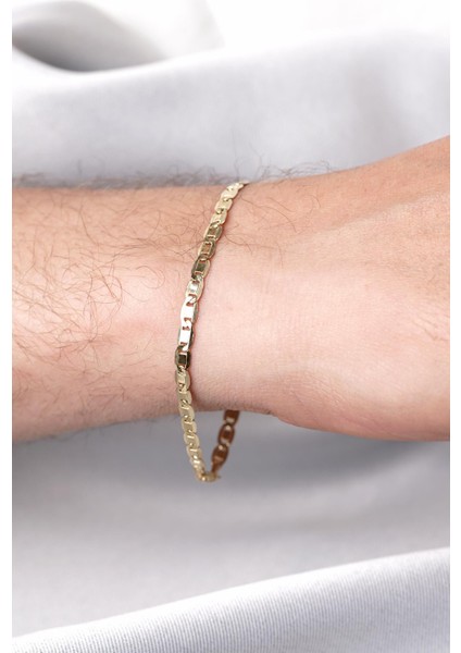 14 Ayar Altın Valentino Zincir Erkek Bileklik modelleri