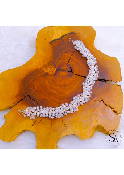 Tamamen El Yapımı Kristal Taşlı Şık ve Zarif Gelin Tacı ve Saç Aksesuarı