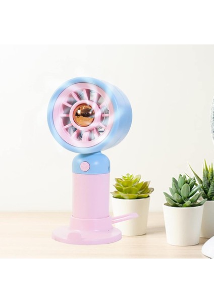 3 Kademeli Şarjlı Mini El Fanı - Mavi Pembe