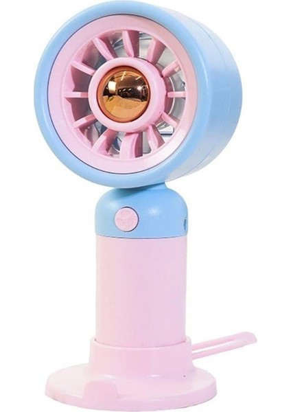 3 Kademeli Şarjlı Mini El Fanı - Mavi Pembe