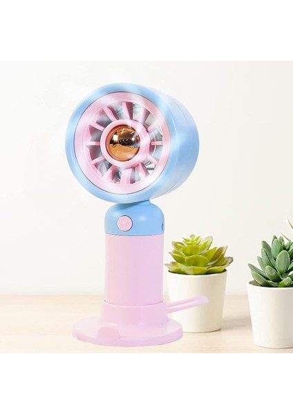 3 Kademeli Şarjlı Mini El Fanı - Mavi Pembe