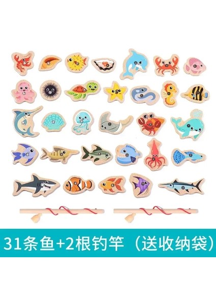 Yeni Montessori Ahşap Balıkçı Oyuncak Çocuklar Için Karikatür Deniz Yaşamı Biliş Balık Oyunları Ebeveyn-Çocuk Etkileşimli Eğitim Toyor: 15 Pcs (Kutu Yok) (Yurt Dışından)