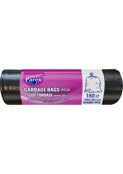 Professional Çöp Torbası Hantal Boy 100 x 150 cm 10 Adet - Siyah