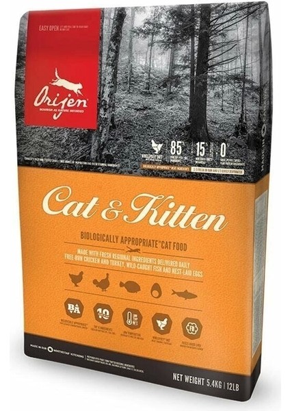 Orijen Kitten Tahılsız Tavuklu Yavru ve Yetişkin Kedi Maması 1.8 kg