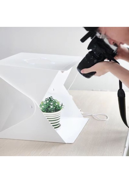 Buffer® Katlanır Işıklı Fotoğraf Stüdyosu 40X40 cm 6 Renk Fonlu Ürün Çekimi Için Uygun Fotoğraf Çekim Kutusu