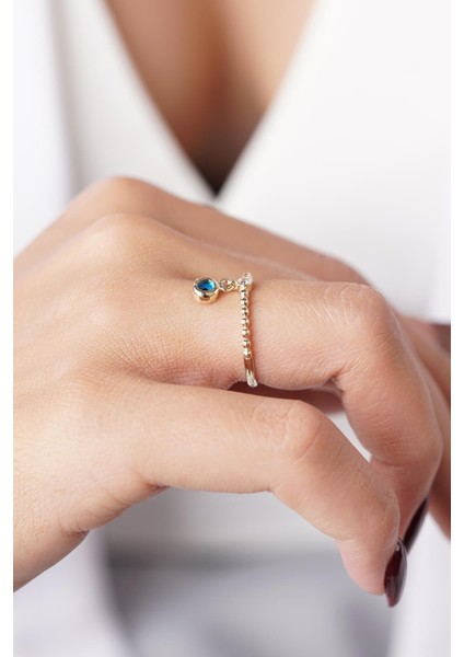 14 Ayar Altın Tektaş Detaylı Göz Sallantılı Yüzük indirimleri