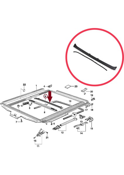 BSR669 Bmw 3 Serisi E36 1990-2000 54128119752 Için Sunroof Tavan Yağmur Oluğu fiyatları