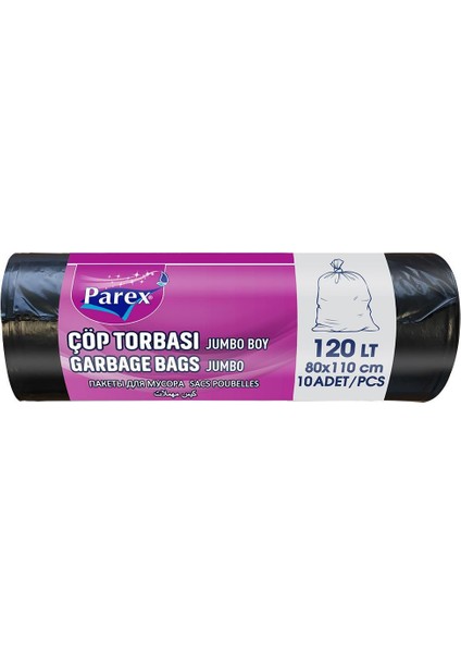 Professional Çöp Torbası Jumbo Boy 80 x 110 cm 10 Adet - Siyah