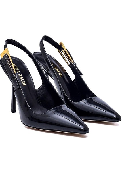 Sera Siyah Rugan Kadın Stiletto & Abiye modelleri