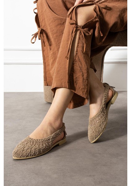 Kadın Örgü Dantel Babet Ayakkabı Yazlık, Rahat ve Şık Ragat Taban Yanı Açık Rahat Giyim Yaz Babeti