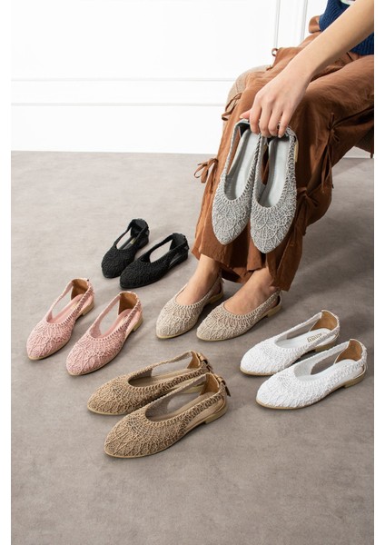 Kadın Örgü Dantel Babet Ayakkabı Yazlık, Rahat ve Şık Ragat Taban Yanı Açık Rahat Giyim Yaz Babeti modelleri