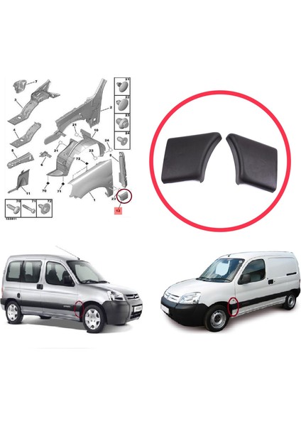 BSP1200 Citroen Berlingo Mk1 M49 M59 1996-2008 8544J7 8544J8 Için Ön Sol Sağ Çamurluk Çıtası fiyatları
