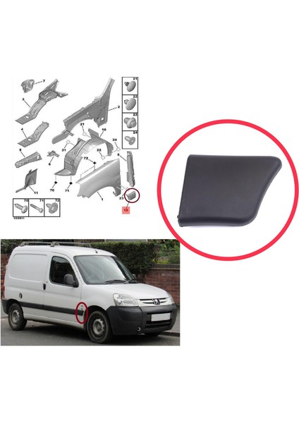 BSP1204-2 Peugeot Partner M59 2002-2008 Makyajlı Kasa 8544.J6 Için Ön Sağ Çamurluk Çıtası fiyatları