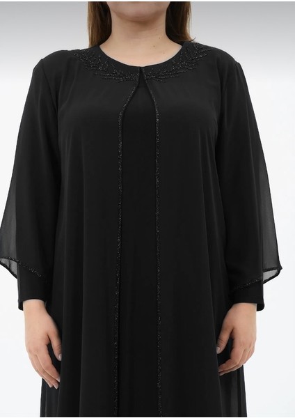 Ahuşen Kadın Büyük Beden Şifon Slikon Taşlı Astarlı Anne Abiye Elbise modelleri