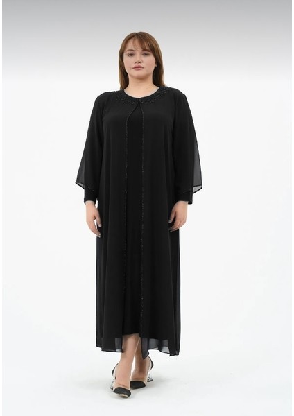 Ahuşen Kadın Büyük Beden Şifon Slikon Taşlı Astarlı Anne Abiye Elbise fırsatları