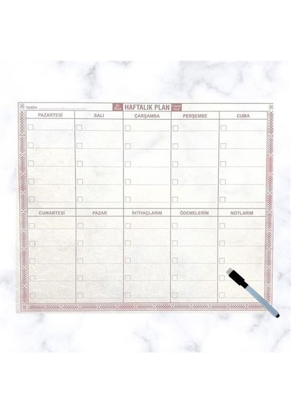 Buffer® Şeffaf Kendiliğinden Yapışkanlı Kalemli Haftalık Planlayıcı 40CM-50CM