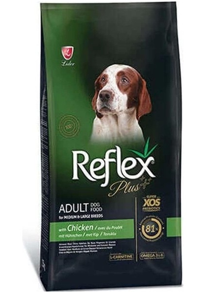 Reflex Plus Adult Orta ve Büyük Irk Tavuklu Yetişkin Köpek Maması 15 kg