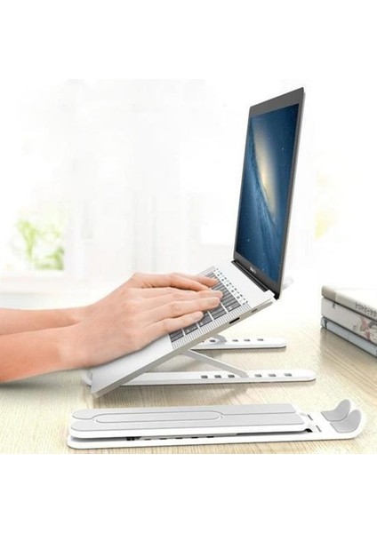 Buffer® Ayarlanabilir Plastik Dizüstü Destek Tabanı Katlanabilir Taşınabilir Laptop Sehpası Yükselti