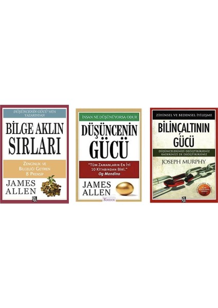 Bilge Aklin Sirlari + Dusuncenin Gucu + Bilincaltinin Gucu =3 Set