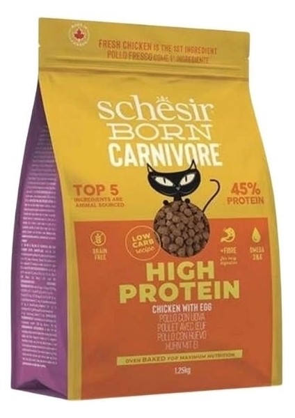 Schesir Born Carnivore Tavuk ve Yumurtalı Yetişkin Kedi Maması 1.25 kg fiyatları