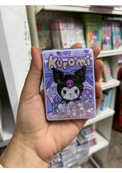 Kuromi Taşınabilir Pullu Makyaj Aynası Çanta Aynası ve Cep Aynası Kapaklı