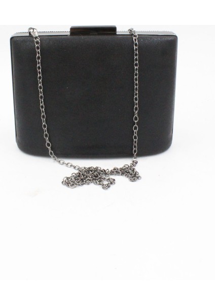 064 380 Siyah Kristal Taşlı Abiye Çanta Clutch Gece Çantası