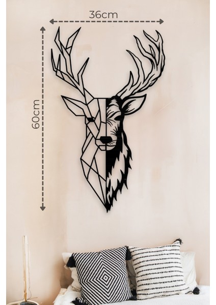 Doğal ve Geometrik Dekoratif Siyah Metal Duvar Tablosu 36X60CM