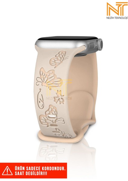 Apple Watch Watch Seri 5/6/7/8/9/se 38/40/41mm Seri 10 42 / Seri 11 42mm Uyumlu Kelebek Desen Silikon Kordon