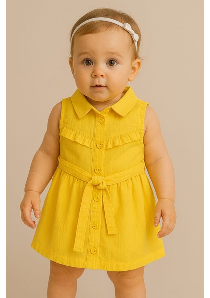 Kız Bebek Düğmeli Elbise 0323