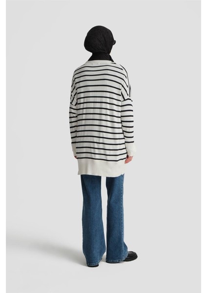 Çizgili Triko Tunik 24Kd2007 Ekru indirimleri